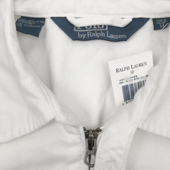 NEW Polo Ralph Lauren Windbreaker Jacket!White With Navy Polo PlayerCotton